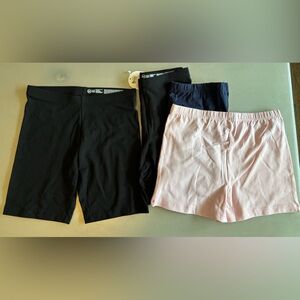 Compression Bike Shorts & Knit Shorts Set - Black, Navy, Light Pink under shorts